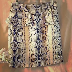 NANETTE LEPORE Snakeskin Print Peplum Pencil Skirt